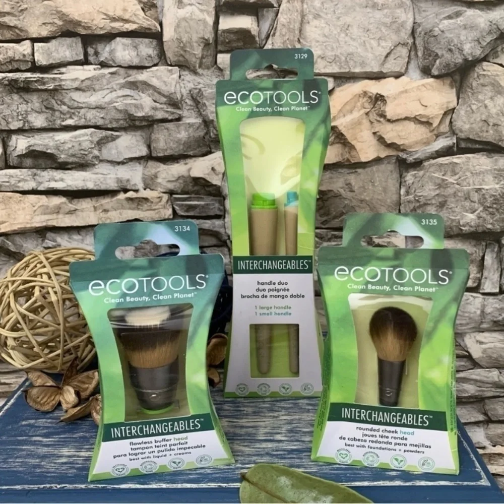Ecotools Interchangeables Makeup Brush Handles Green Blue Set Bundle NIP Lot New